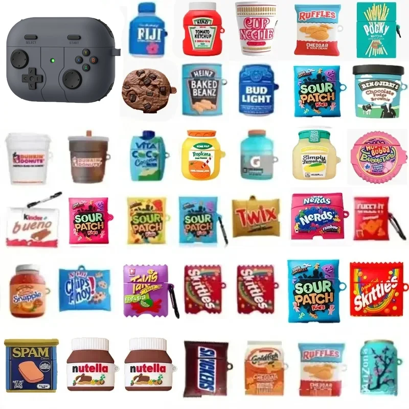 3D Cute Cartoon Creativo Custodia per auricolari per Airpods Pro 2 Snack Candy Custodia morbida in silicone per scatola di ricarica per Airpods 1 2