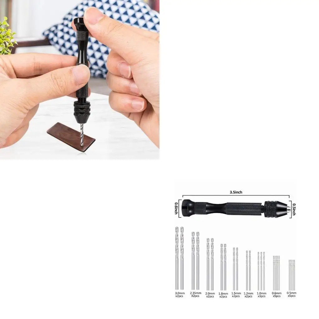  26Pcs Hand Drill Bits Set Pin Vise Woodworking Hand Mini Drill for Model Resin Jewelry Hole Maker Puncher Jewelry Tools