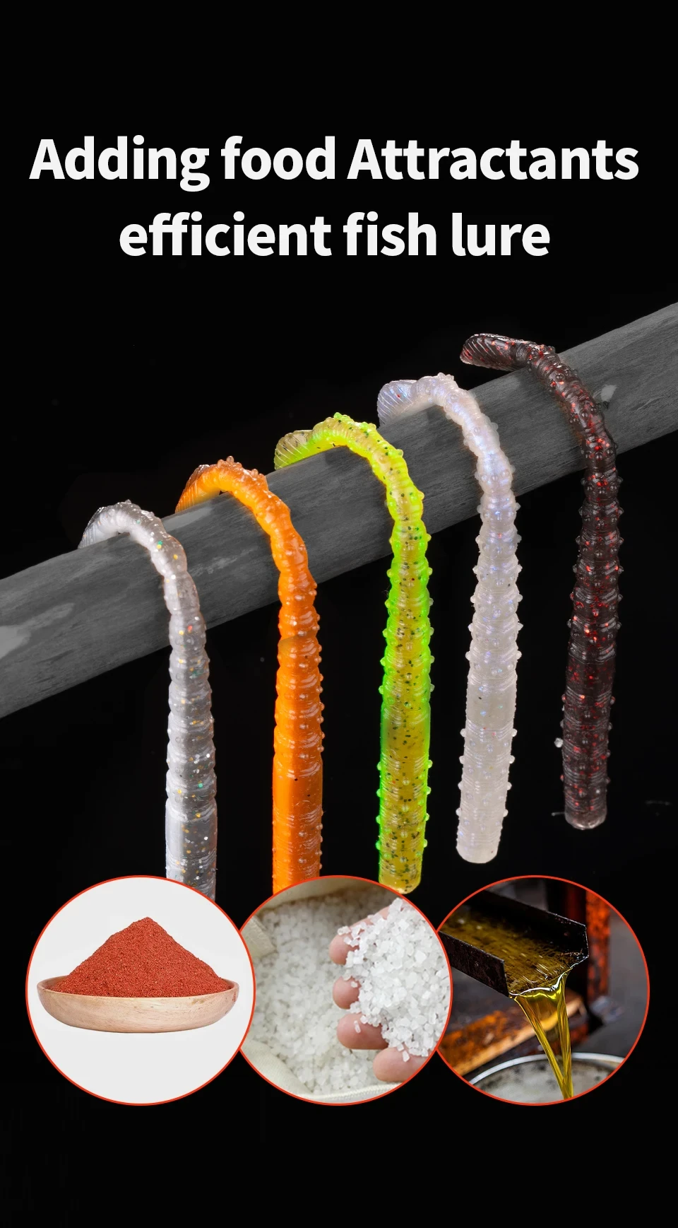 15 teile/paket Schwimmende Angeln Weiche Köder 110mm Pailletten Wurm Silikon Swimbaits Lockt Pesca Bass Karpfen Angeln Tackle Köder – Detail 10