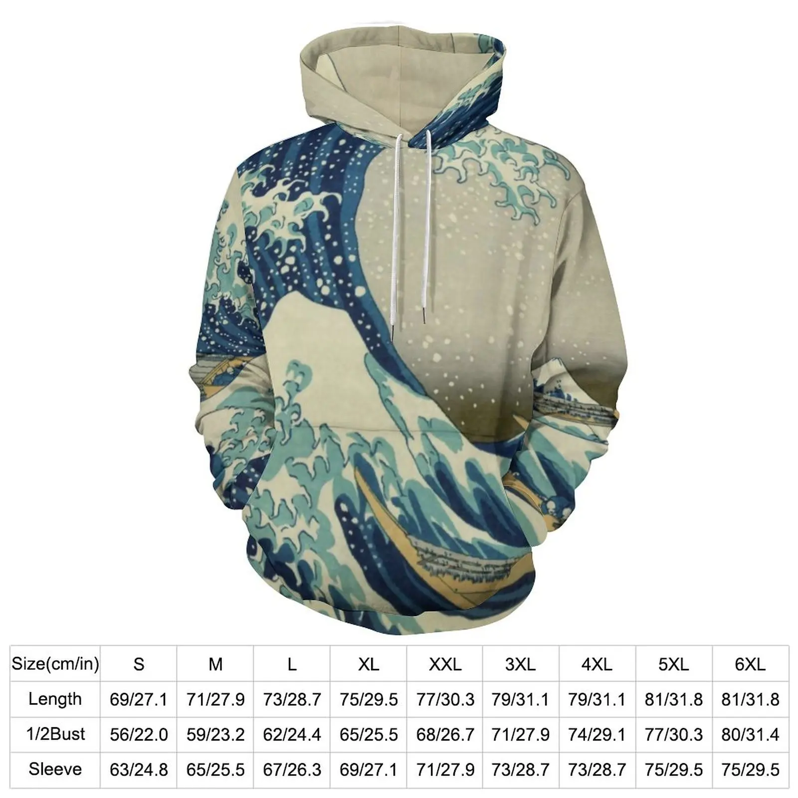 Mountains Casual Hoodies The Great Wave Off Kanagawa Y2k Pullover Hoodie Couple Long Sleeve Hip Hop Printed Loose Oversized Top