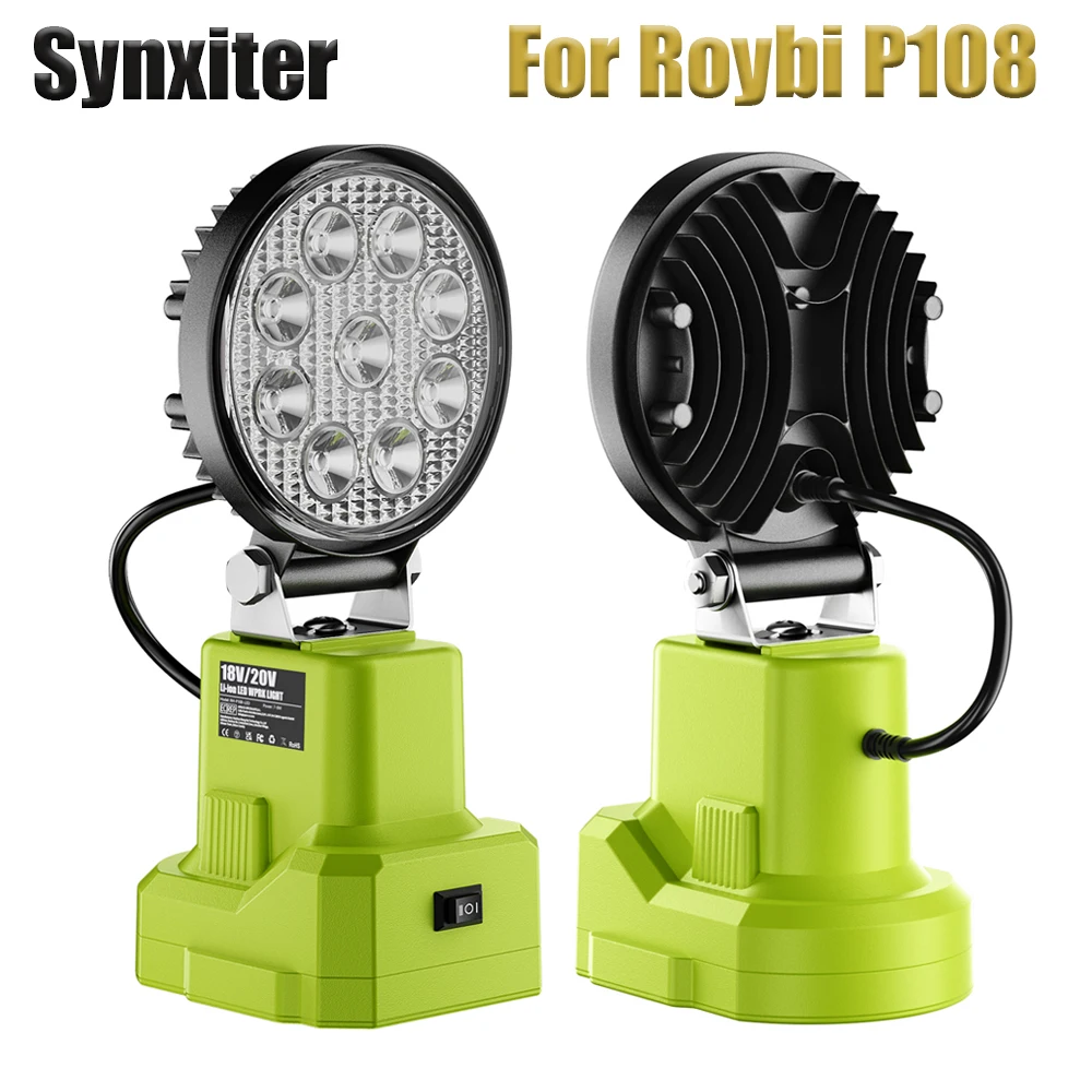 Cordless LED Work Light For Ryobi 18V Battery P107 P108 Flashlight Searchlight Torch Spotlight Camping Lamp