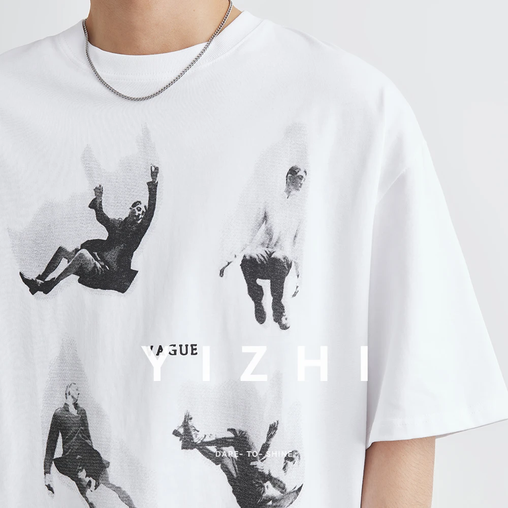 100% Cotton Men's Printed Round Neck Short Sleeve T-shirt Summer New Fashion Loose American Fashion Brand Half Sleeve Top Men