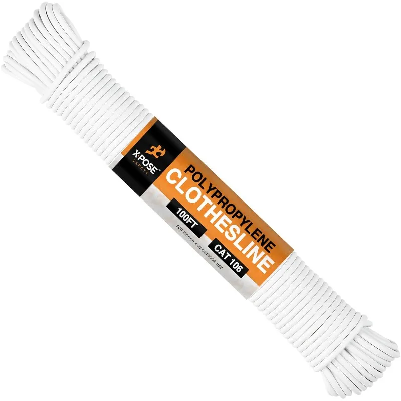 

Plastic Clothesline - 100' Plastic Clothes Line - White Outdoor Weather Resistant - Synthetic Cord for Hanging and Drying Clothi