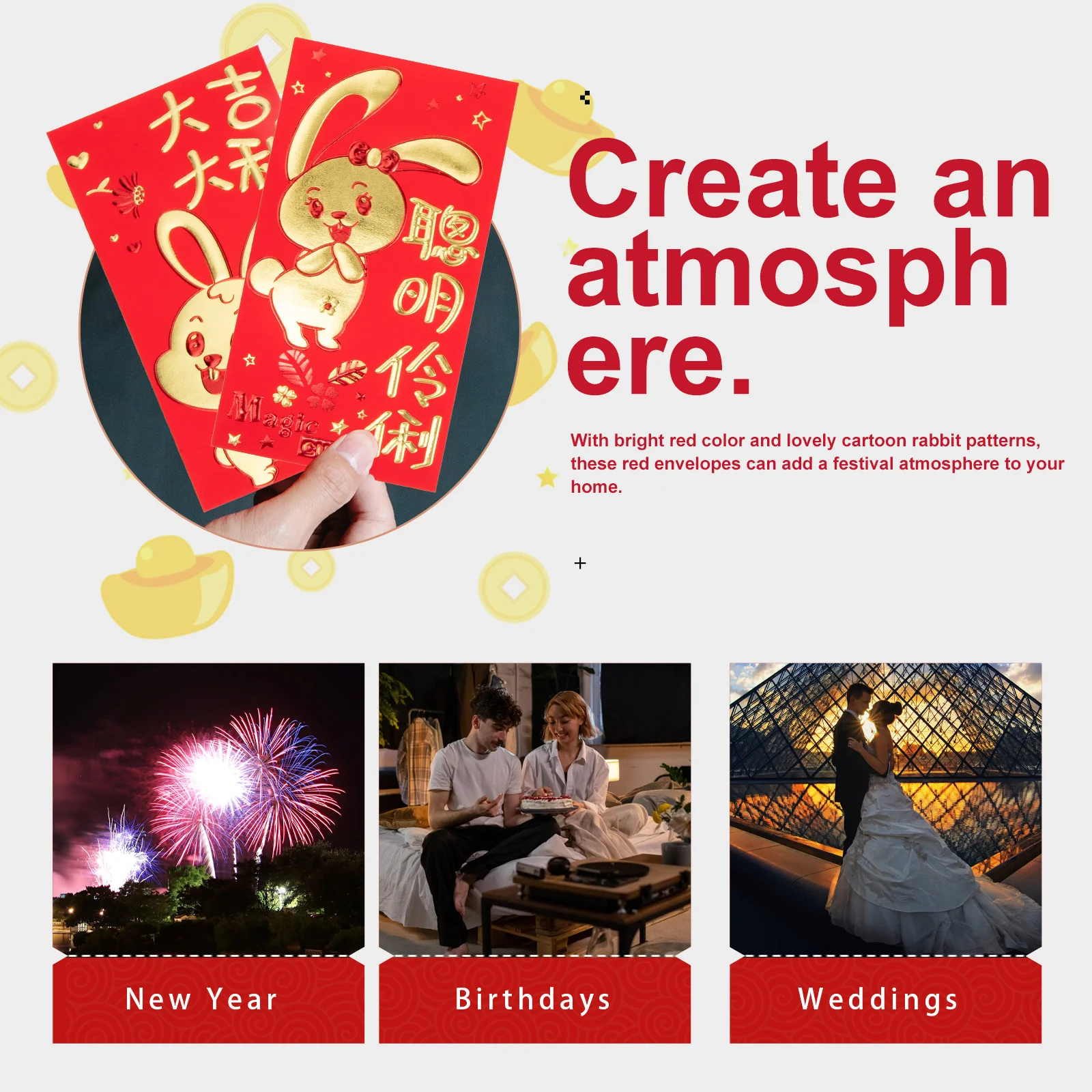 

30 шт. Новые красные конверты на Новый год, премиум-класса, большие бумажные пакеты для денег с мультяшными узорами, креативные подарки к китайскому лунному новому году