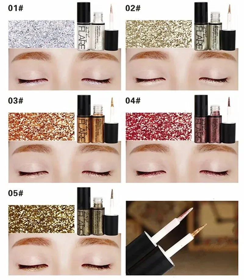 Professional แต่งหน้า Silver Rose Gold สี Liquid Glitter อายไลเนอร์ใหม่ SHINY Eye Liners สําหรับผู้หญิง Eye Pigment เครื่องสําอางเกาหลี