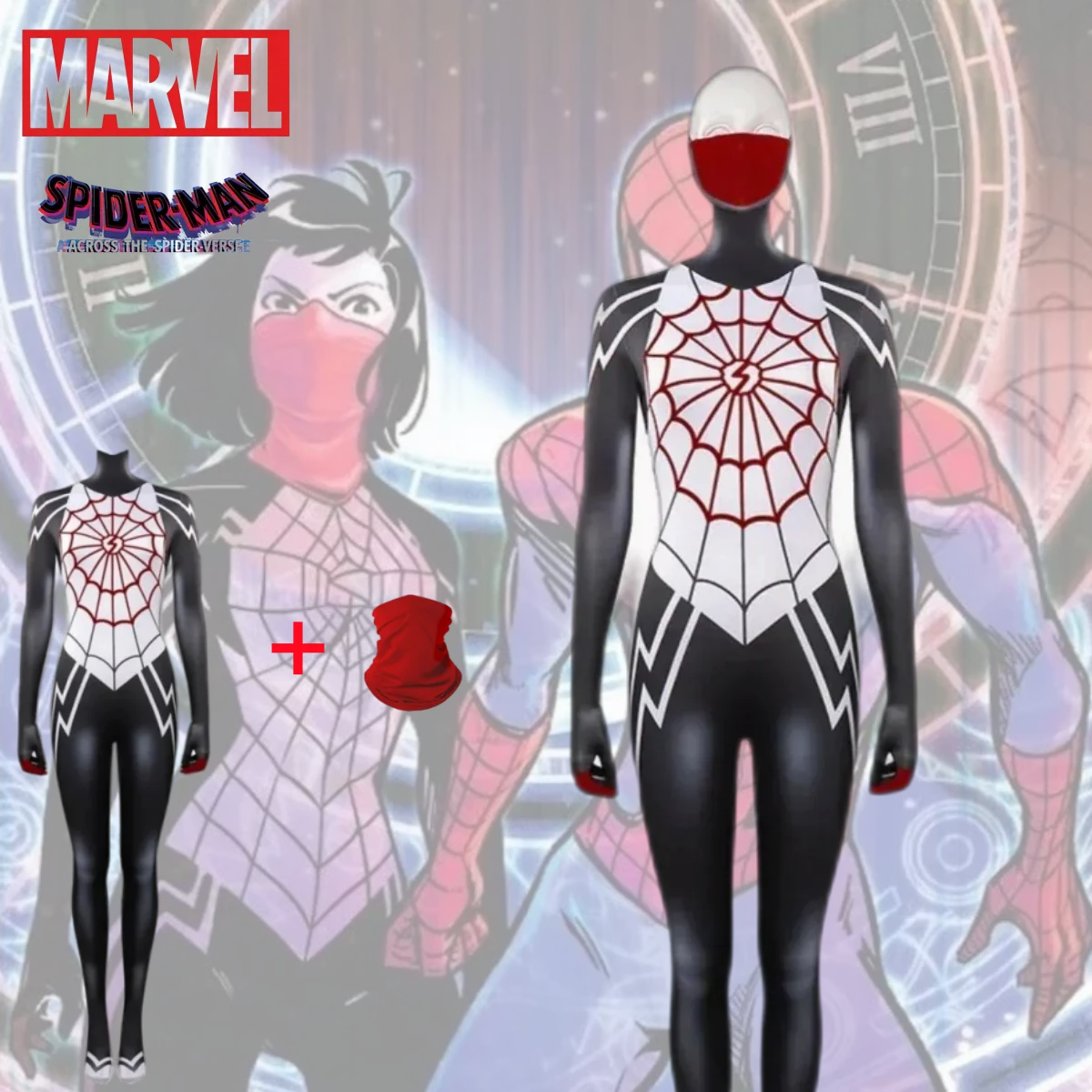 بدلة الهالوين التأثيرية مارفل سبايدر مان سيندي مون بدلة قفز أنثى خارقة قناع بدلة كرنفال هدية