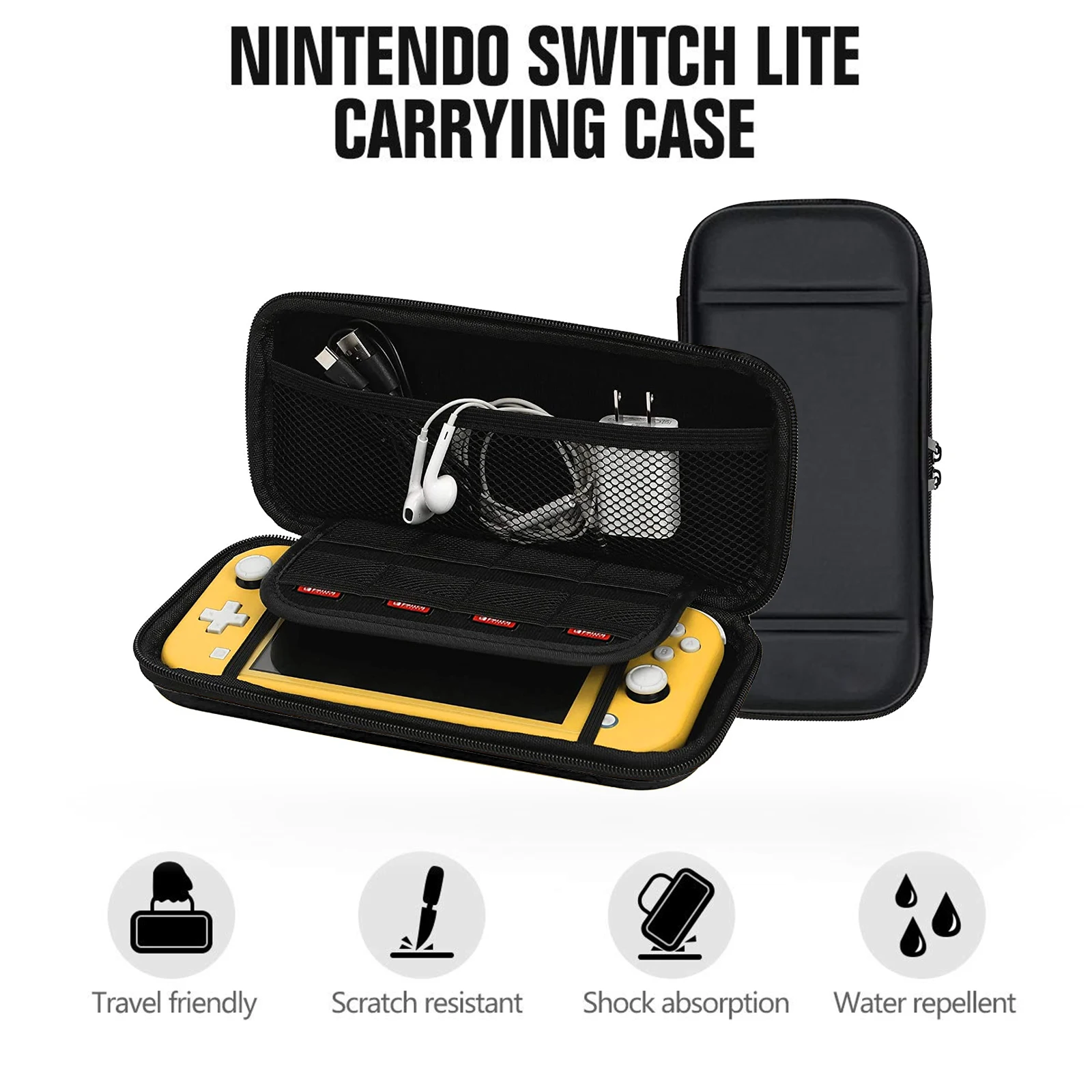 

Portable Travel Carry Case for Nintendo Switch Lite, 8 Game Card Slots, Storage for Switch Lite, Games & Accessories, Black