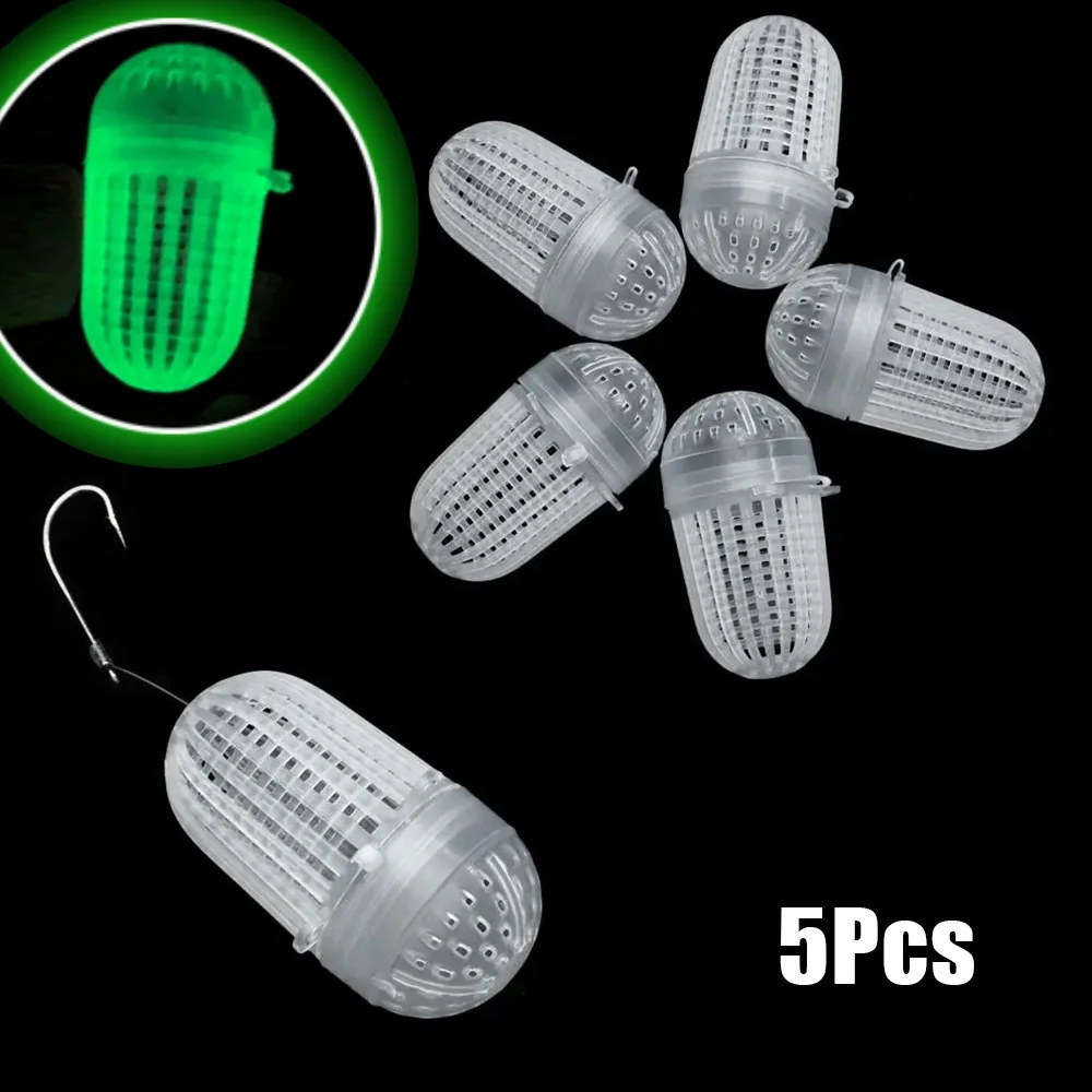 

5Pcs Portable Durable Tackle Fish Lure Swim Feeder Basket Feeder Holder Fishing Bait Cage Fishing Tools Accessories