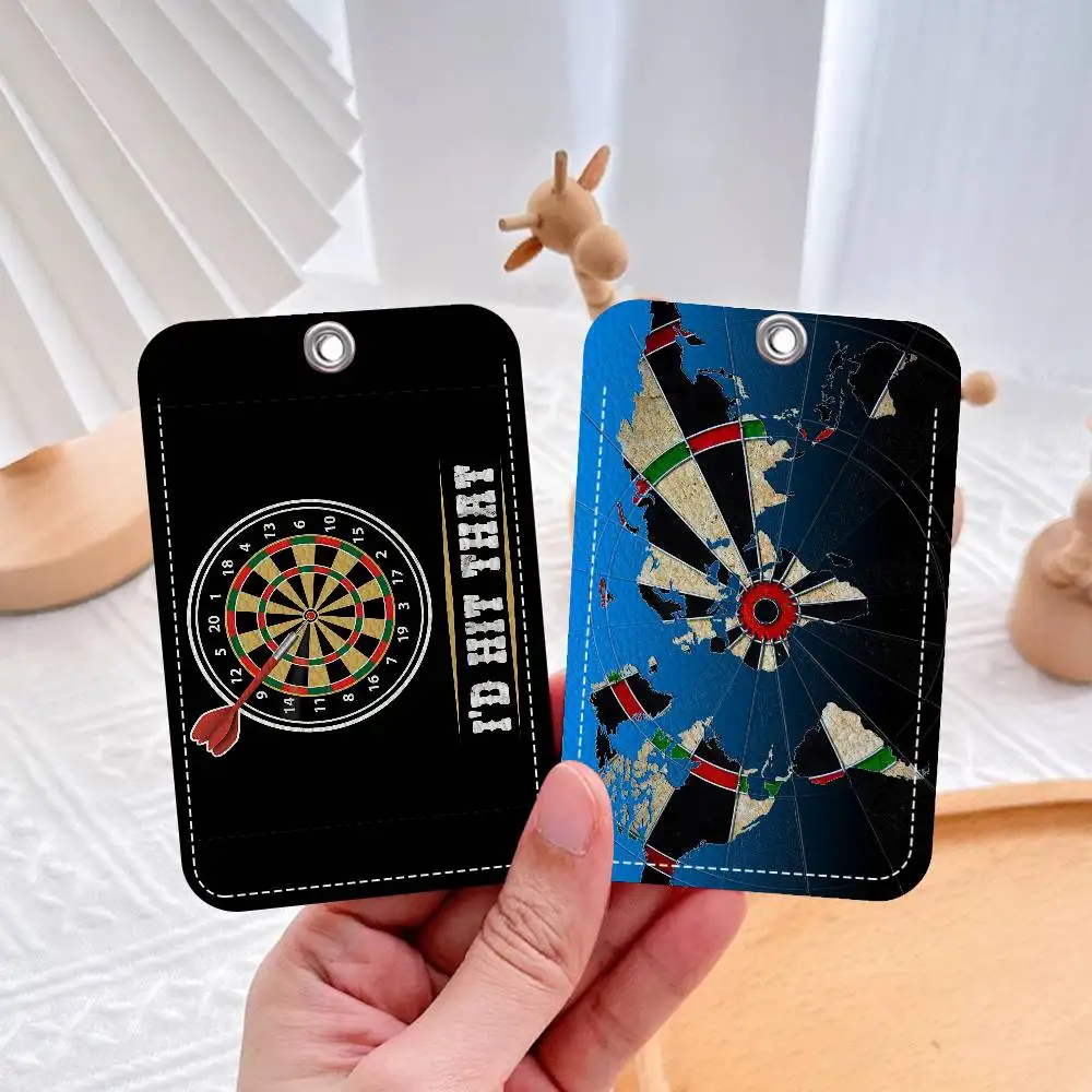Playroom Dart 1Pc Access Card Case Leather Card Holder Keychain Key Ring Door Access Tags ID Card Case Keychain
