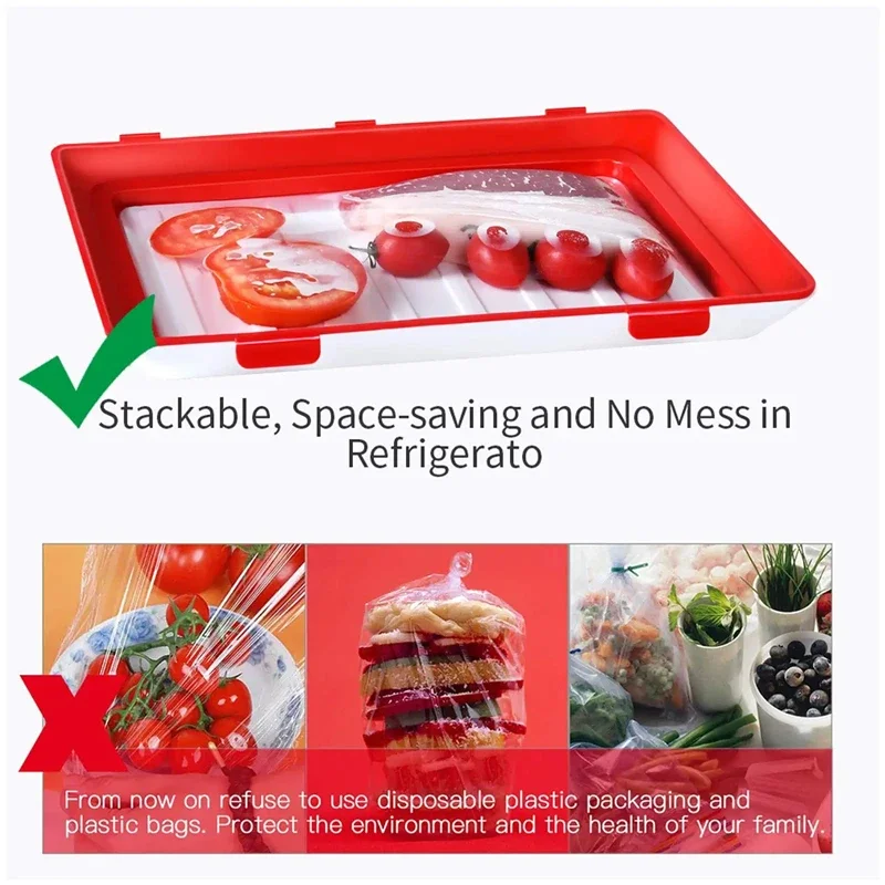 1/2pcs Food Preservation Tray Seafood Beef Ham Fresh Keeping Fresh Spacer Reusable Container Refrigerator Organizer Kitchen Tool