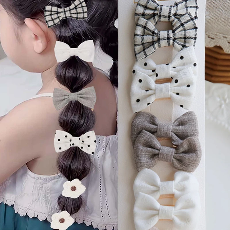 

10 шт./компл., детская заколка для волос с милым бантом, тканевые безопасные детские аксессуары для волос, детские заколки для волос, головные уборы для девочек, новинка 2023 года
