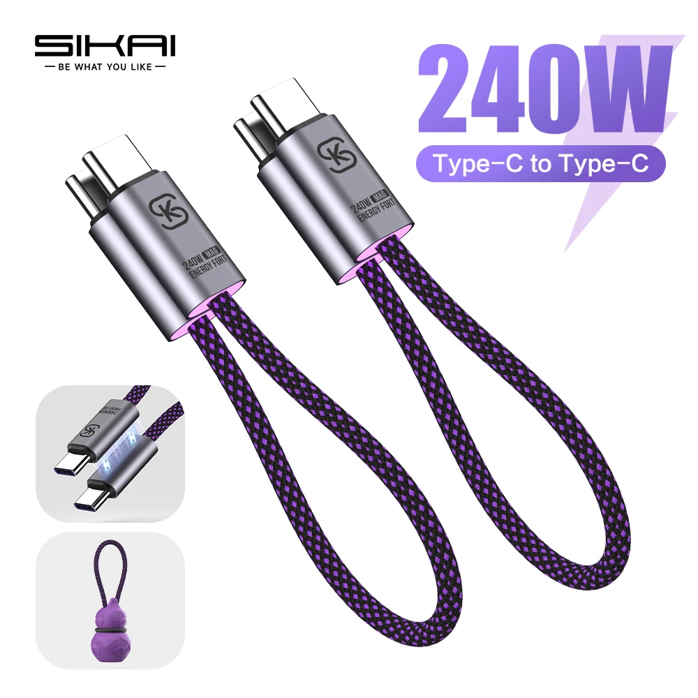 Magnetic USB C Cable 240W Fast Charging Type C Cable 480Mbps Data Transfer Short Power Bank Cable for iphone 17 Samsung Huawei