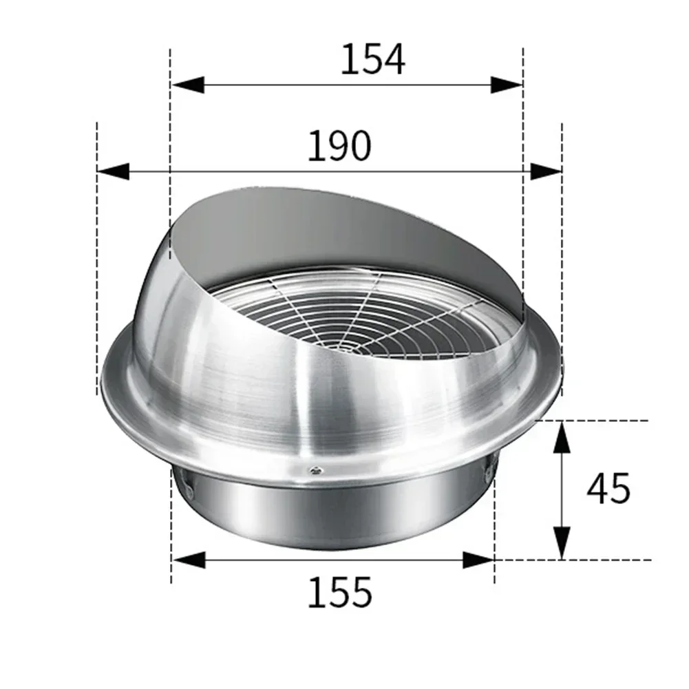 150mm-200mm Stainless-Steel Wall Ceiling Air-Vent Ducting Ventilation Exhaust Grille Cover Outlet Heating Cooling Vents-Cap