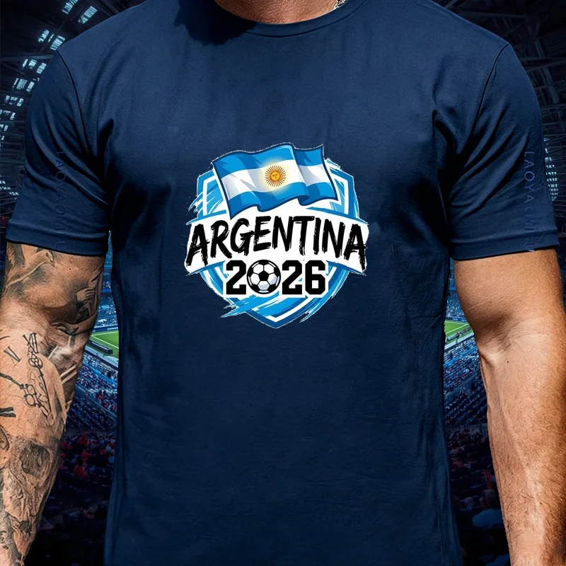 Best Seller Argentina 2026 Soccer Champion Supporter T Shirt Unisex Sun National Flag Graphic Casual Cotton Short Sleeve Tee