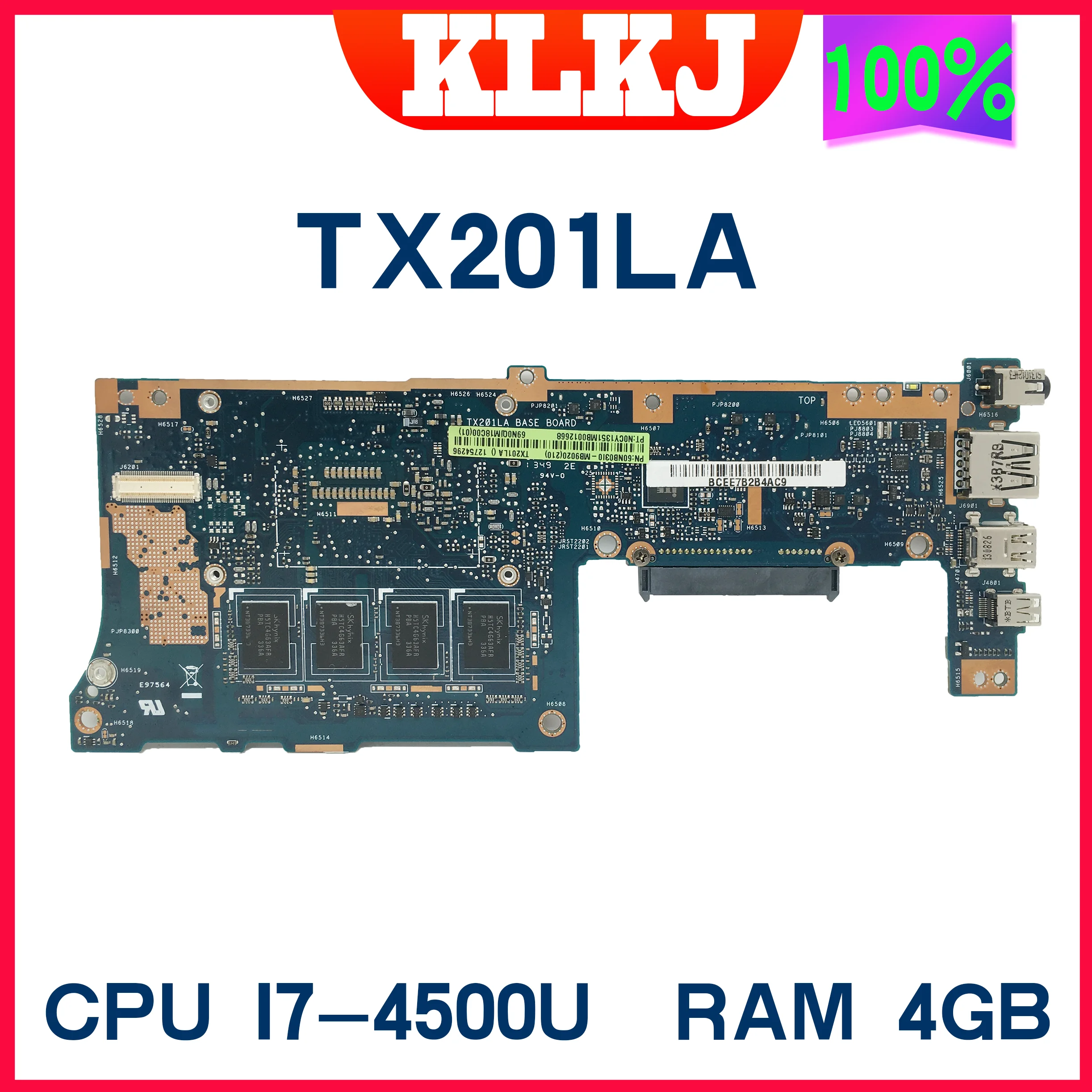 Placa base de portátil Dinzi TX201LA para ASUS TX201L TX201 Transformer Book Trio CPU: i7-4500U / i5-4200U | RAM: 4GB | Placa principal de notebook