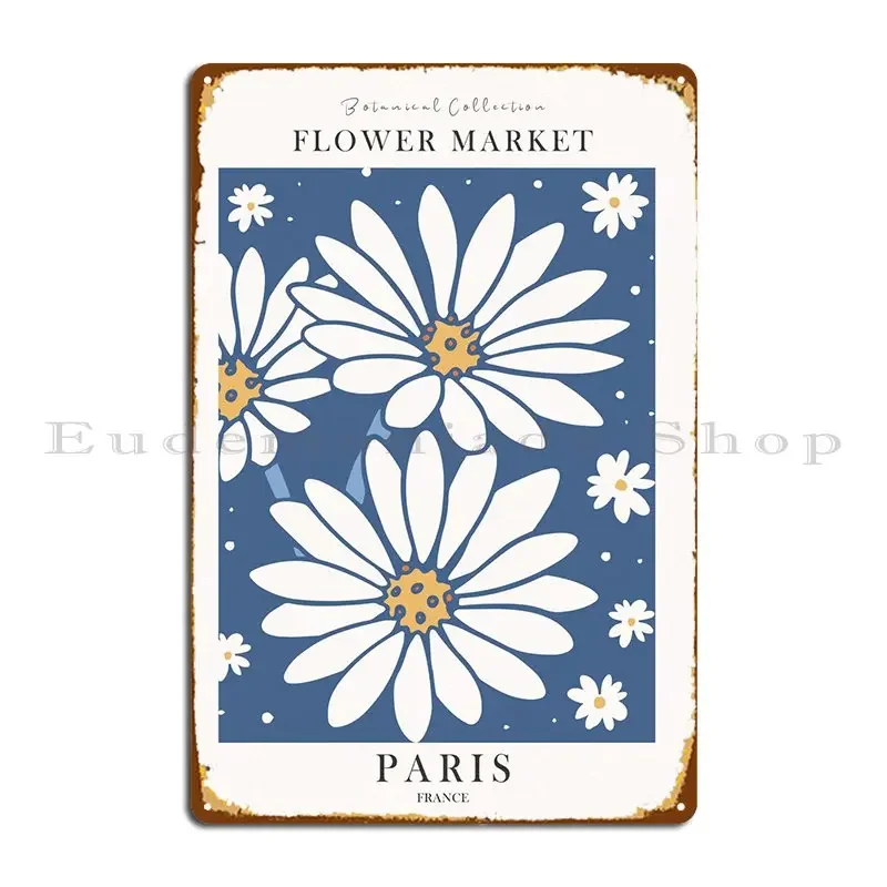 سوق الزهور باريس علامة معدنية جدارية نادي مخصص نادي المرآب تين تسجيل ملصق #1