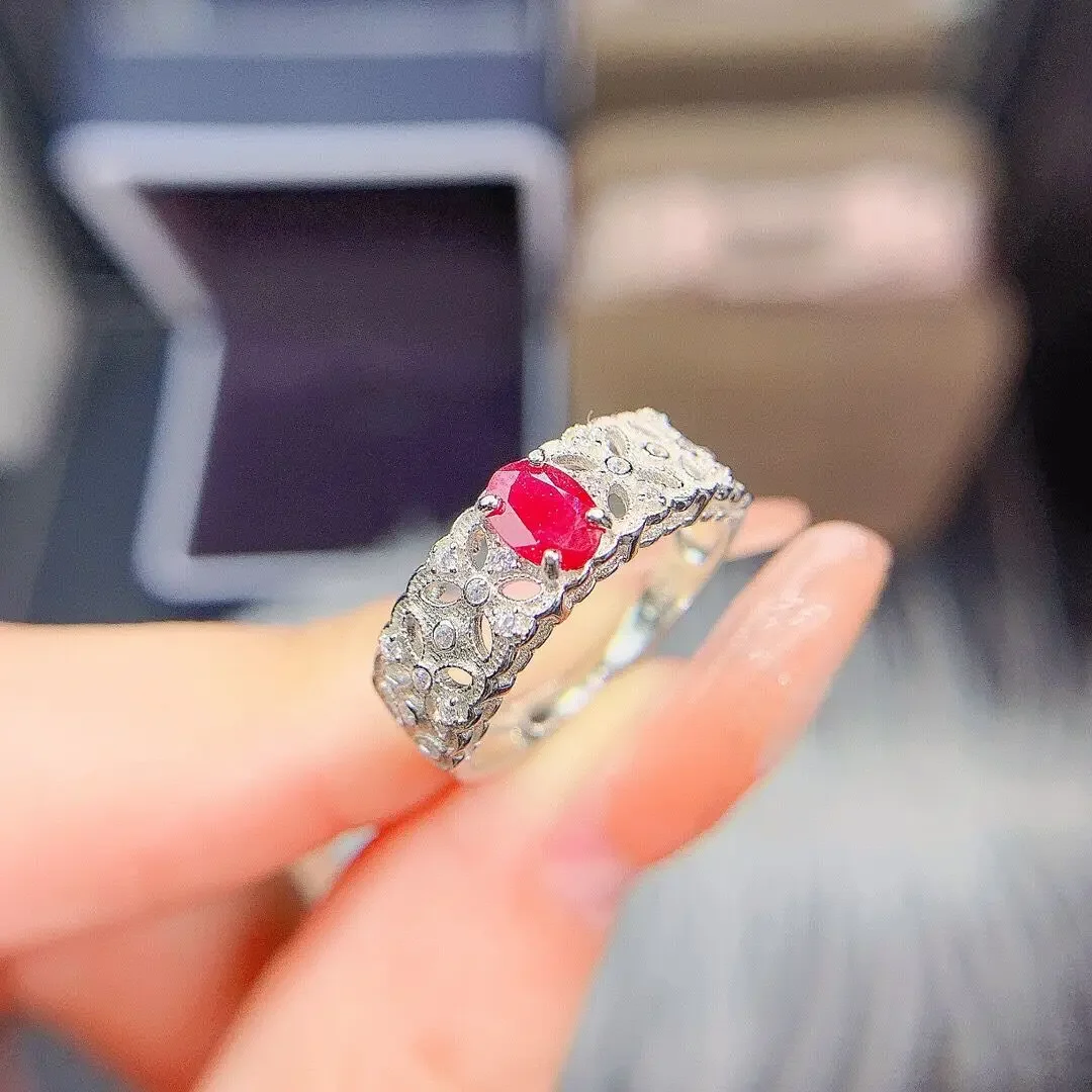 

925 Sterling Silver Ruby Ring Ladies Butterfly Luxury Jewelry Party Classic Wedding Ring Set for Couple