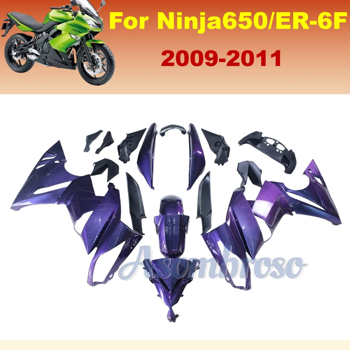 Chameleon Purple Blue Body kits For Ninja650 2009 2010 2011 ER 6F 09-12 Ninja 650 Motorcycle Plastic Fairngs