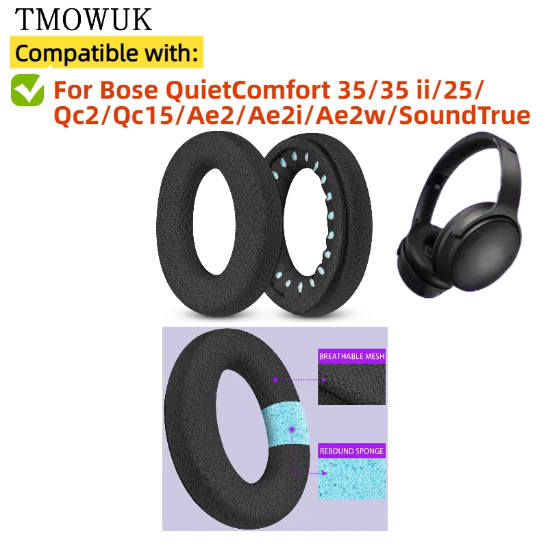 For Bose QuietComfort 35/35 ii/25/Qc2/Qc15/Ae2/Ae2i/Ae2w/SoundTrue Sponge Soft Foam Cushion Replacement Headphones Accessories