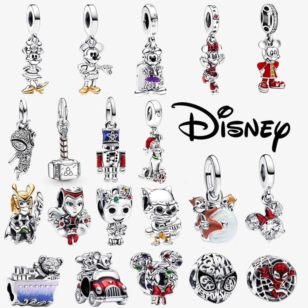 Disney Stitch Minnie Mickey Mouse Charms Dangle Fit Pandora Bracelet Silver 925 Original Beads Charms for Pendant Jewelry Gift