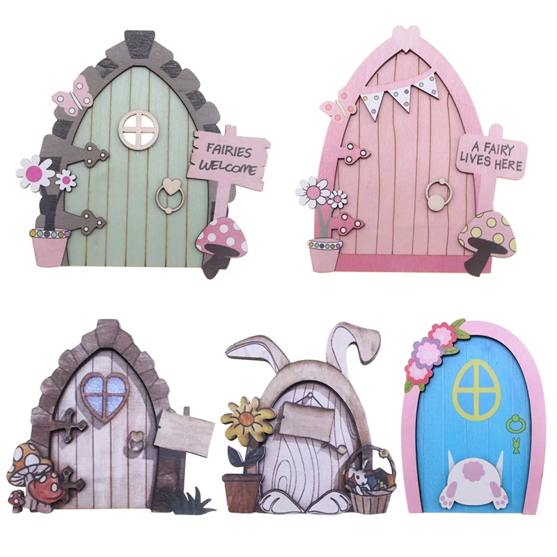 1/12 Dollhouse Miniature Fairy Door Figurines Elf Home For Yard Art Garden Tree Sculpture Statues Decor Fairy Garden Door