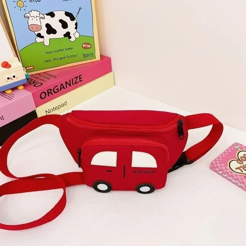Red Green Green Orange Black Cartoon Car Kids Chest Bag Boys Crossbody Sling Fanny Pack Lightweight Kindergarten Waist Purse