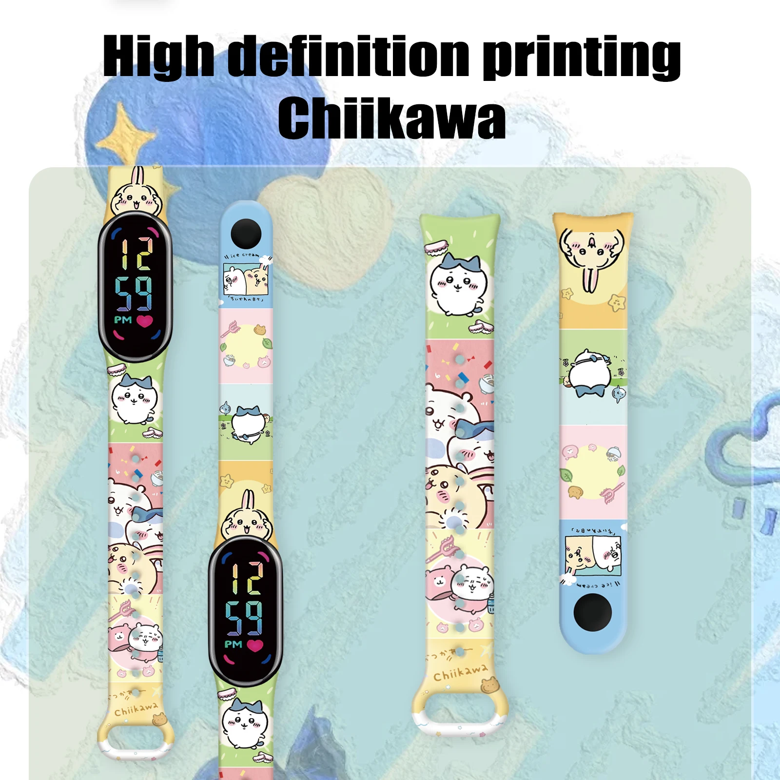 Bedrucktes Armband der Chiikawa-Serie für Xiaomi Mi Band 10, austauschbares Armband für Mi Band 9/8/NFC Smart-Armband