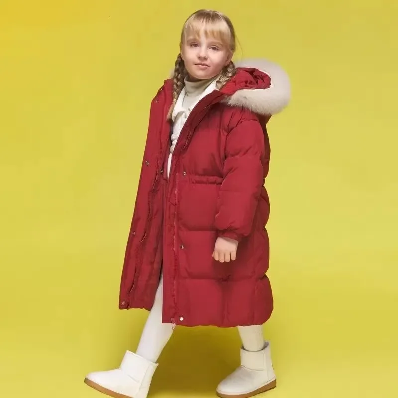 

Children Winter Down Cotton Jacket Girl Long Clothing Kids Clothes Thicken Warm Parka Snowsuit Outerwear Teen Cotton-Padded Coat