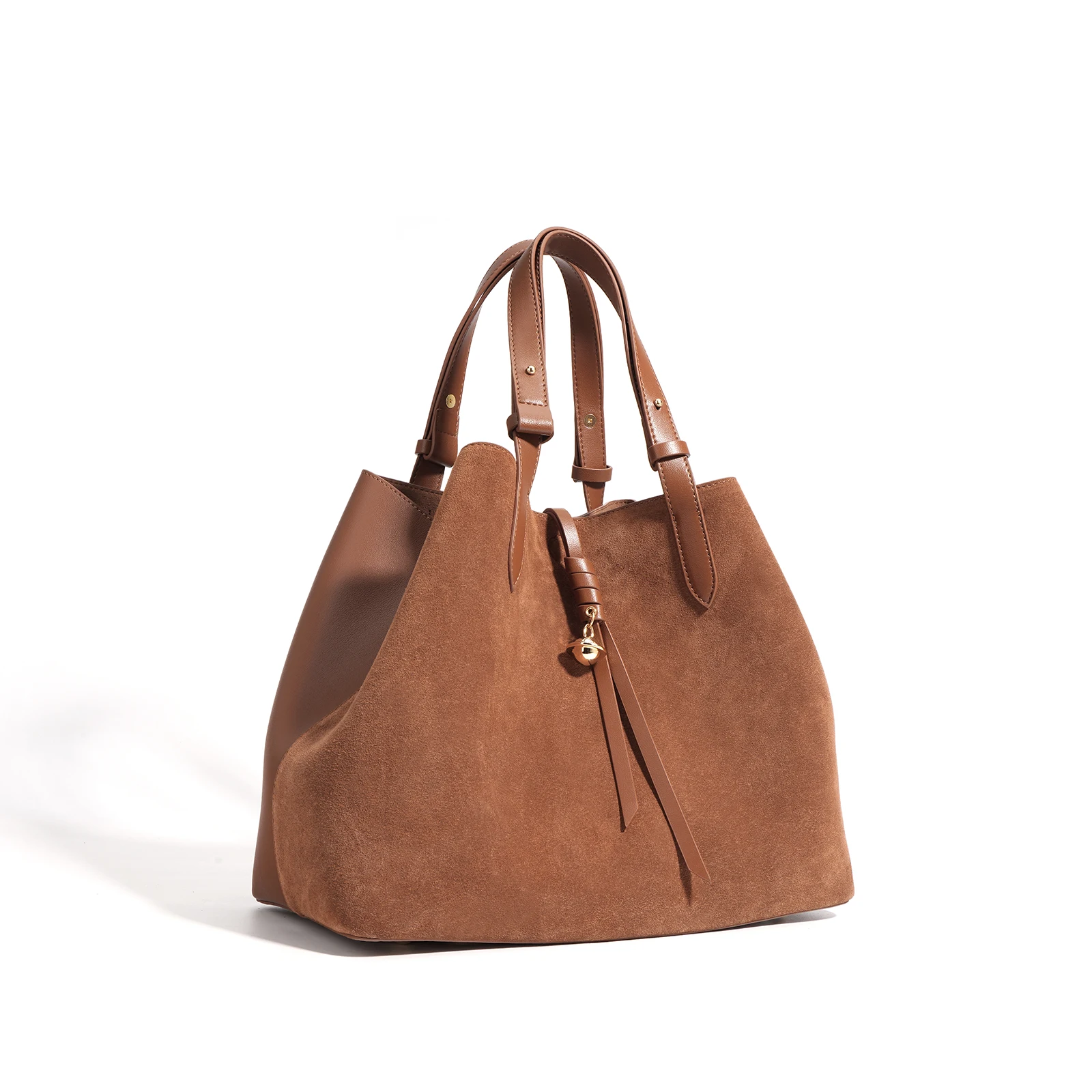 Luxury Designer High Quality Suede Handbag For Women Fashion Cowhide Shoulder Bag Large Capacity Genuine Leather Hobo Tote Bags