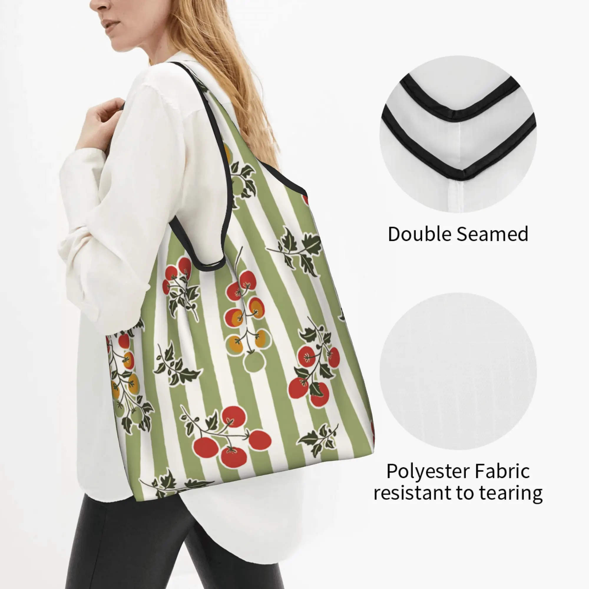 Recycling  Tomato Garden Shopping Bag Women Tote Bag Portable  Plants Are Vines Grocery Shopper Bags