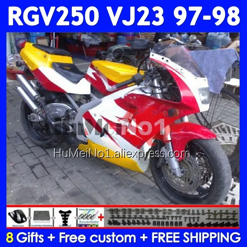 Bodys Kit For SUZUKI RGVT250 SAPC RGV 250 VJ23 97-98 Yellow red 110No.31 RGV-250 VJ 23 RGVT-250 RGV250 97 98 1997 1998 Fairing