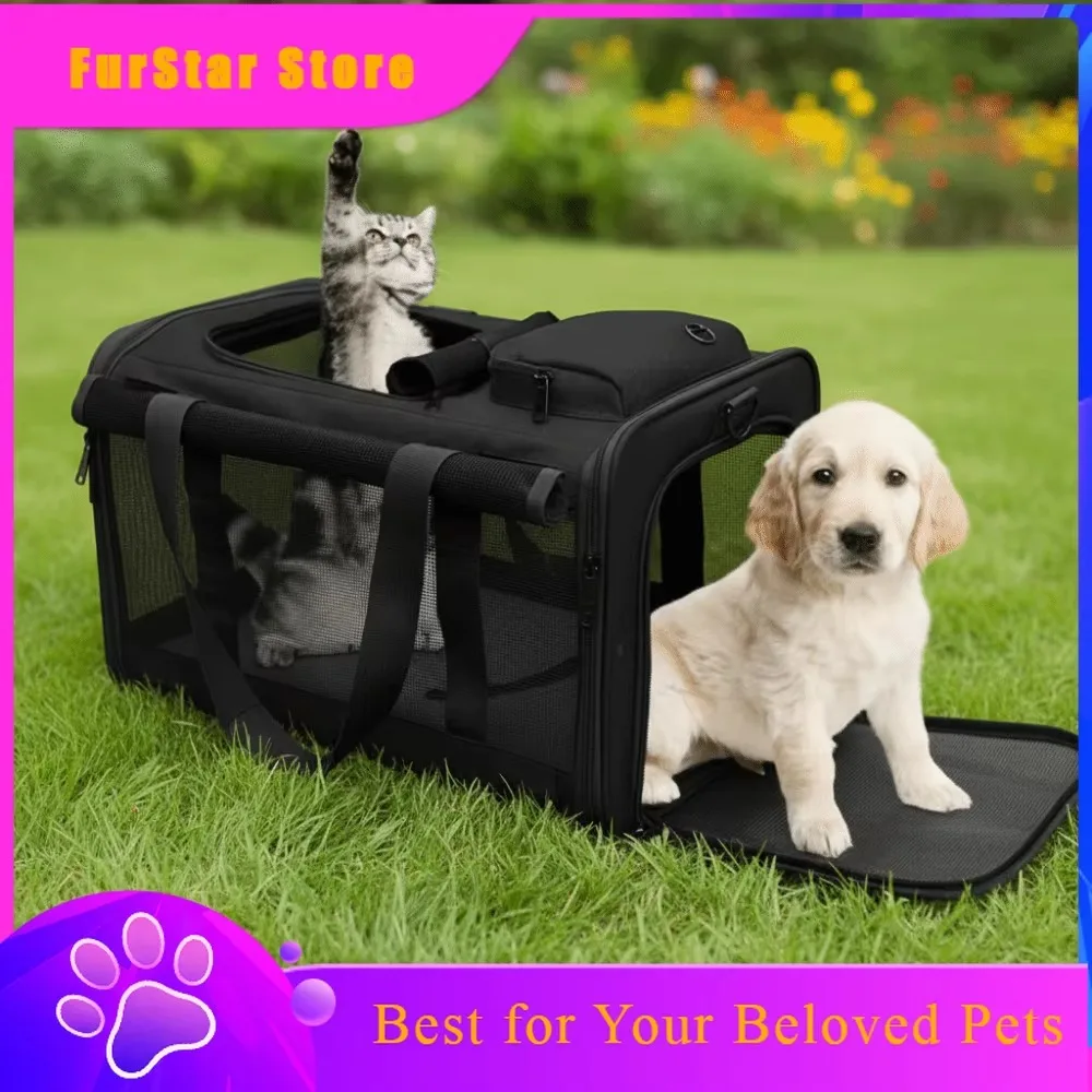 FurstarOxford Cloth Cat Carrier Handbag Breathable Large Capacity Pet Carrying Bag Comfortable Foldable Pet Carrier