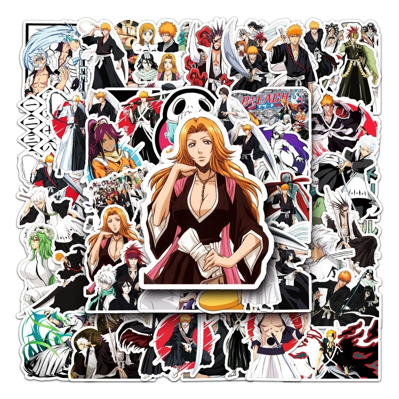 50/30/10PCS Kurosaki Ichigo Inoue Orihime Popular Anime Peripheral Graffiti Creative DIY Skateboard Luggage Sticker Waterproof