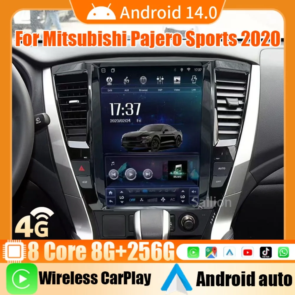 Android14 Car Radio For Mitsubishi Pajero Sport 3 L200 5 Triton 3 2016-2021 Tesla Automotive Multimedia Carplay Auto WIFI Stereo