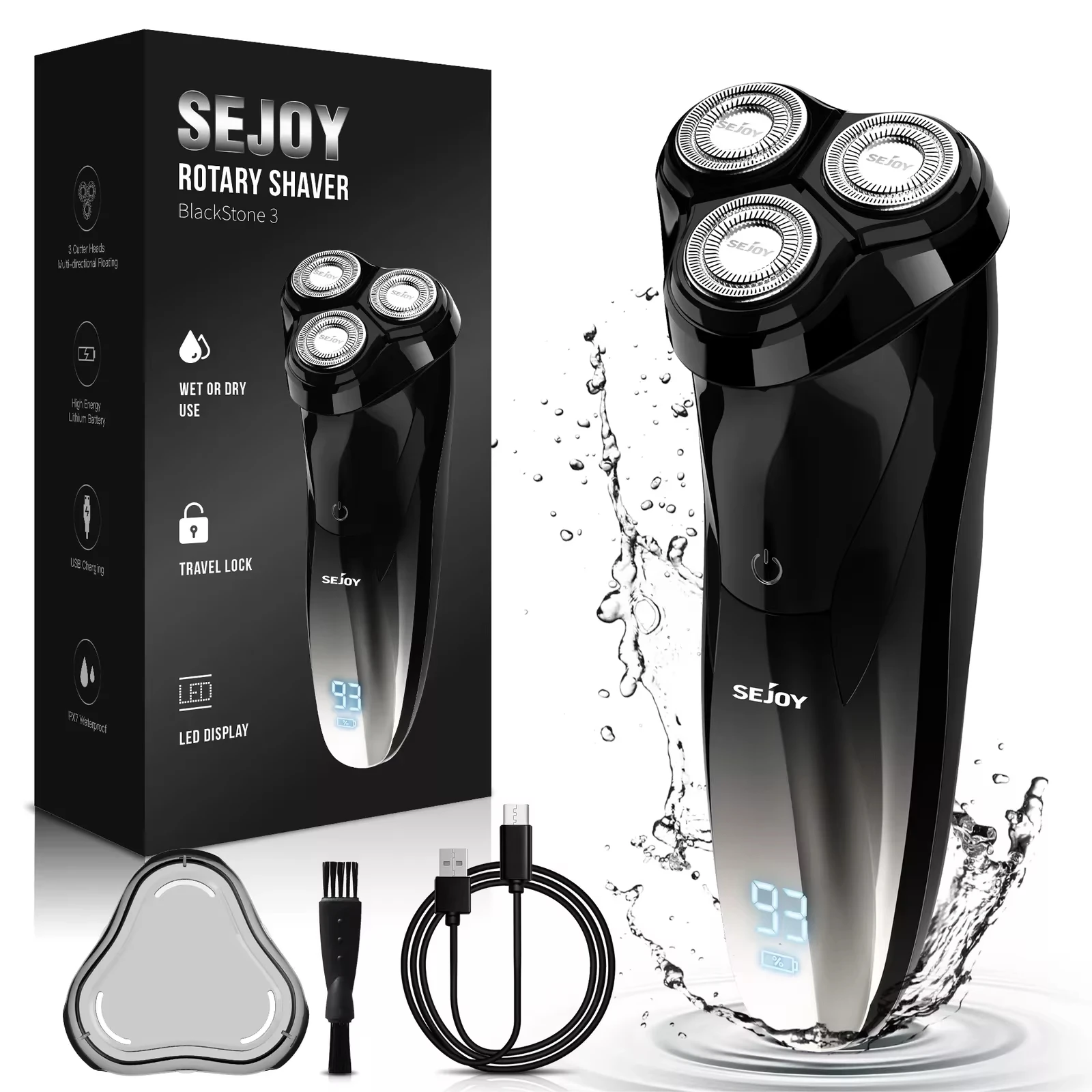 SEJOY 3D Electric Shaver Wet &Dry Rotary Shavers Pop-up Trimmer Waterproof Gifts