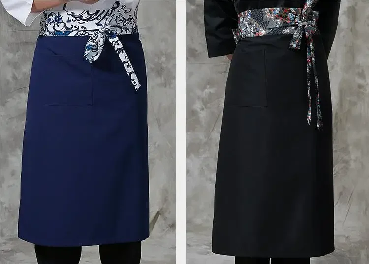 日本料理エプロン レストラン シェフ 寿司エプロン 料理作業 ブラック