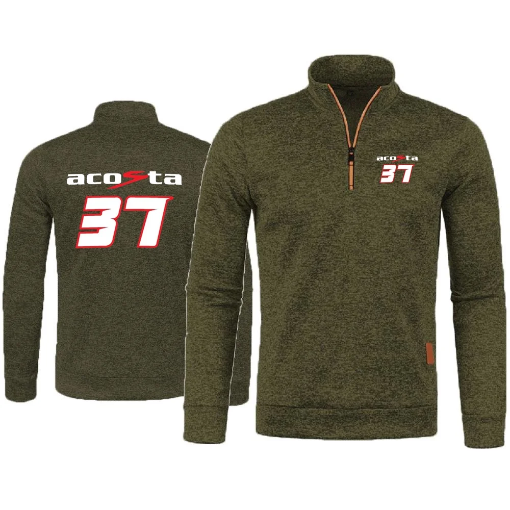 Men\'s Hoody Pedro Acosta 37 GP Retro Motorcycle  Sweatshirts Men Pullover Sweater Half Zipper Fleece Pullover Soft Shell Jacket