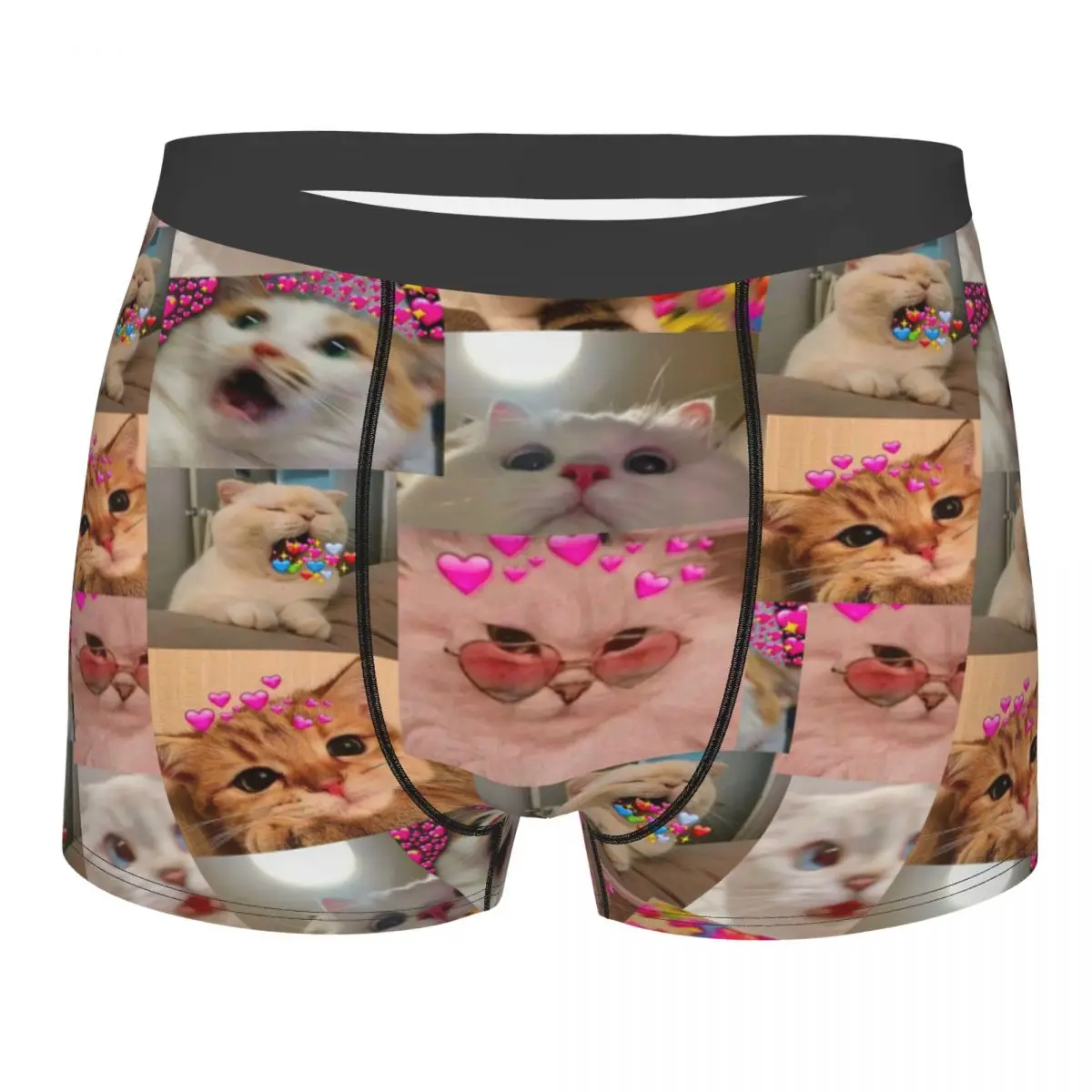 Man Funny Cat Boxer Briefs Shorts Panties Polyester Underwear Cute Kitty Homme Novelty Underpants