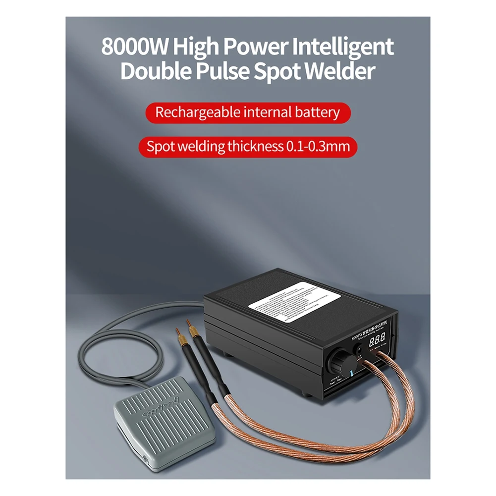 Портативный Аппарат для точечной сварки, сварочный аппарат высокой мощности 8000 Вт, аппарат для точечной сварки с литиевой батареей 18650, вилка стандарта США