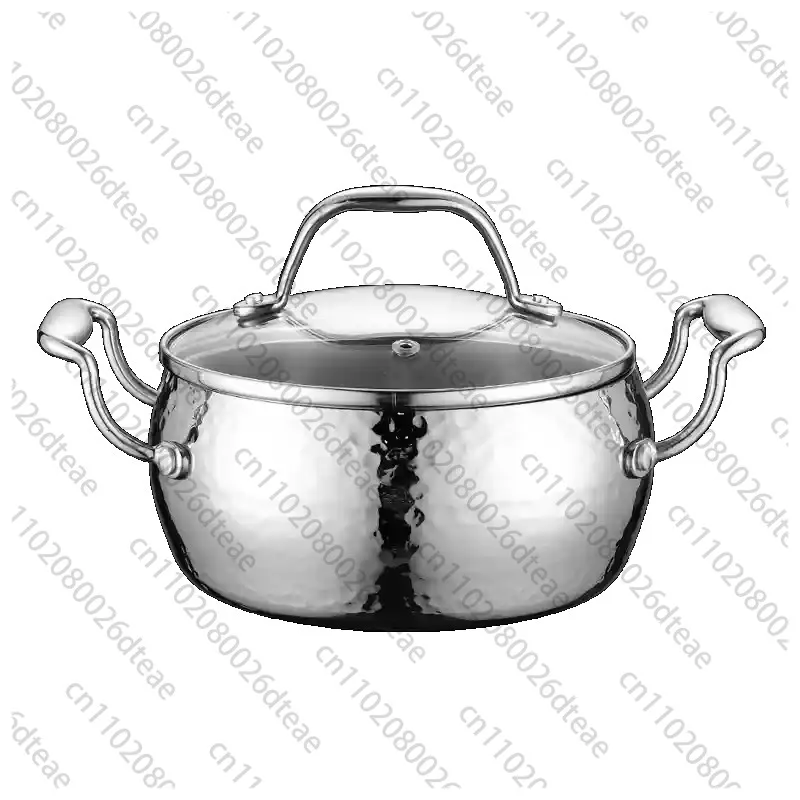 Hammer Pattern Single Small Hot Pot Stainless Steel One Person One Pot 16cm Commercial Self-service Small Shabu