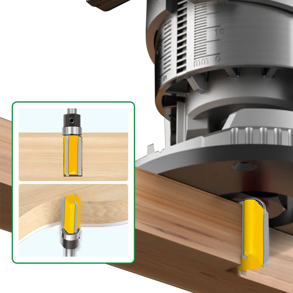 

1 шт., 1/4, хвостовик, прямая фреза с 3 канавками, шаблон фрезы с верхним подшипником, инструмент для фрезы