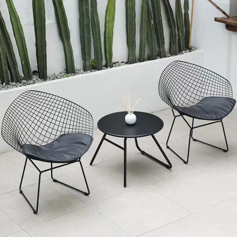 Stainless steel outdoor table and chair combination garden sales department courtyard open-air balcony