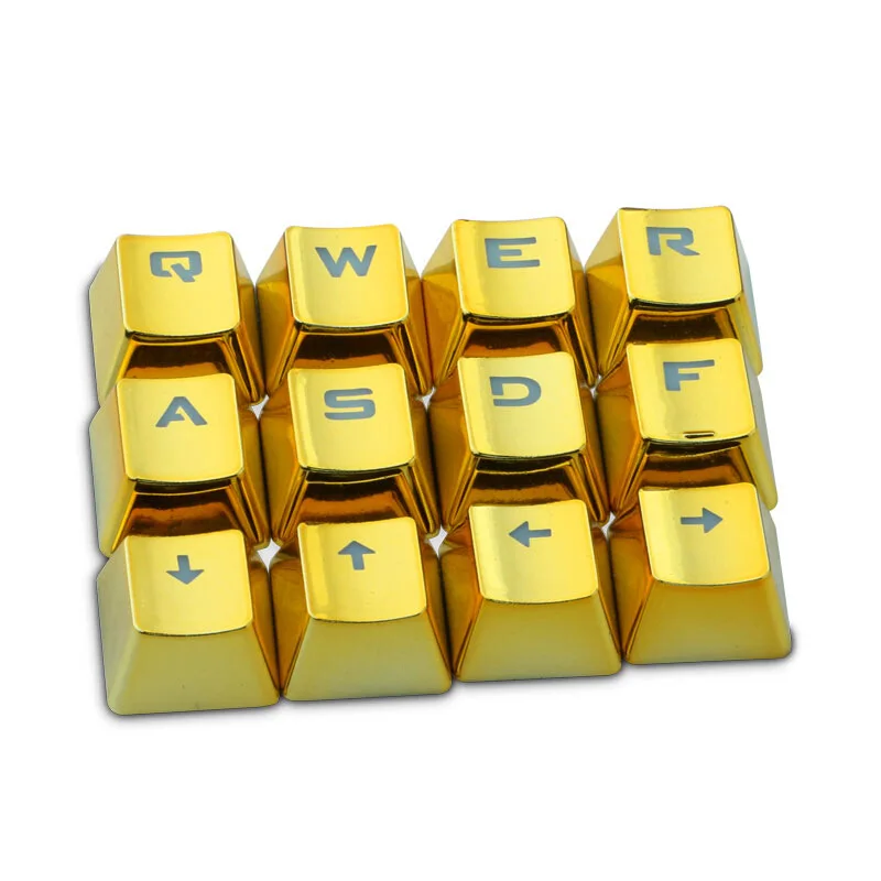 

12-key PBT Keycap Gold-plated Metal Personality Light-transmitting Game Mechanical Keyboard Keycaps Universal