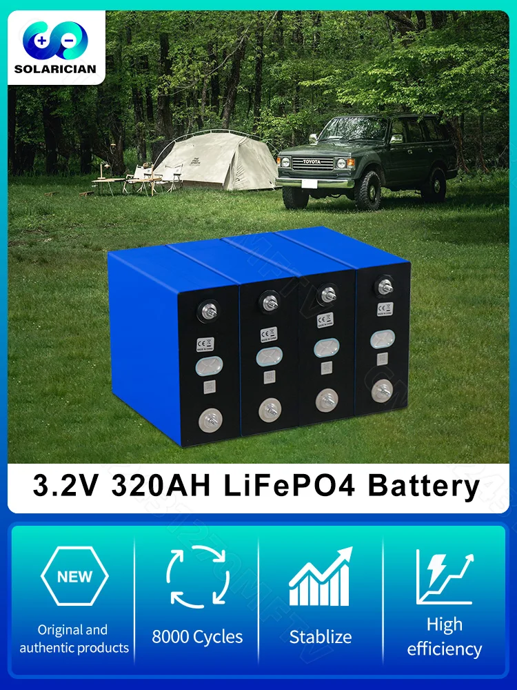 8000 Cycli Grade A 320Ah LiFePO4 Batterij 3.2V Lithium-ijzerfosfaat Oplaadbare Mobiele DIY 12V 24V 48V RV EV Golfkar Solar - afbeelding 2