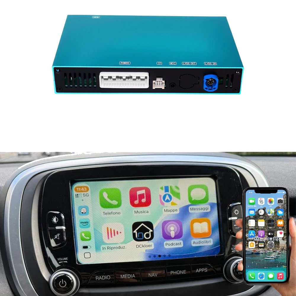 Wireless MMI Carplay Smart Box For Fiat 500X 2014-2017 GPS Android Auto Mirror Link Plug & Play Voice Control Parking Reverse