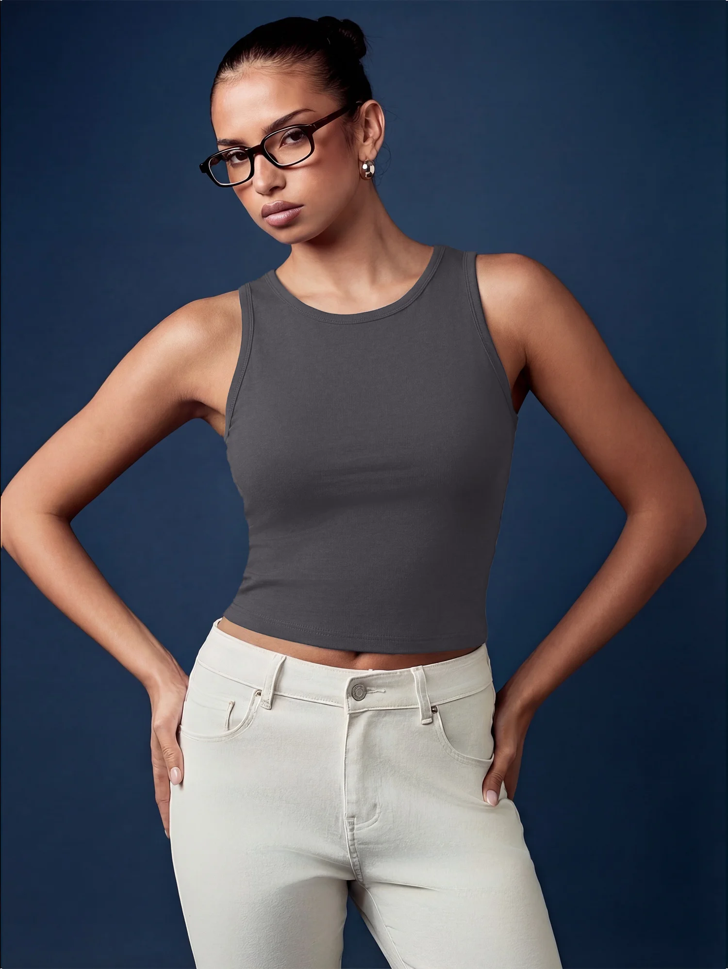 Minimalist Racerback Layering Vest, Smooth Sleeveless Top for Smart Business Casual