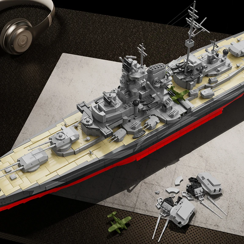 2738 قطعة الحرب العالمية الثانية الألمانية Tirpitz سفينة حربية الجمعية أطقم منمذجة لعبة تعليمية للأطفال هدية سفينة حربية سلسلة لغز كتل