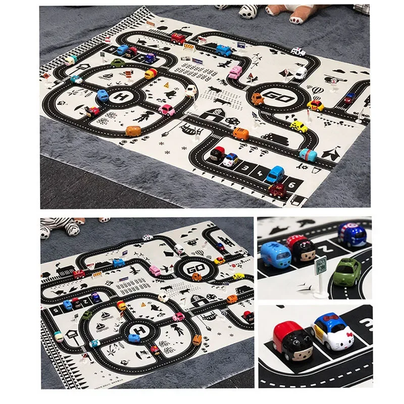 83*58 cm/130*100 cm Straße Matte Kinder Verkehrs Auto Karte Pädagogisches Spielzeug Straße Kunststoff Teppich Playmat für Matten Stadt Kinder Spielzeug Spiele – Detail 15