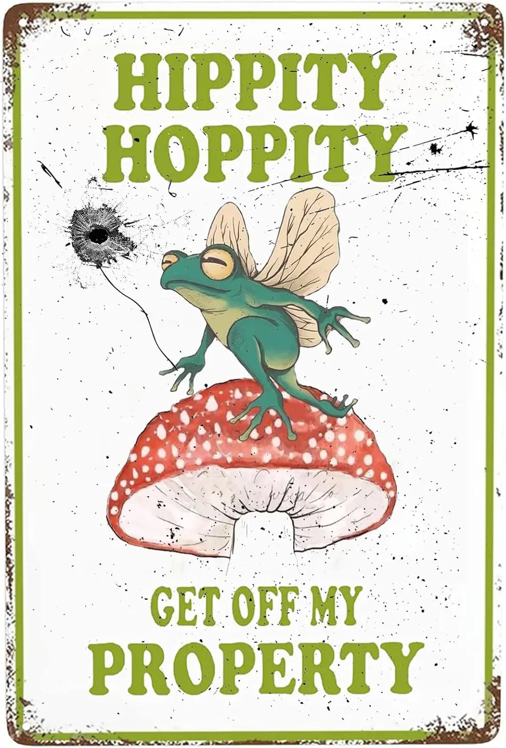 Hippity Hoppity Get off My Property Sign Vintage Metal Tin Signs Funny Poster Frog Room Decor,No Tresspassing Sign,Warning Signs