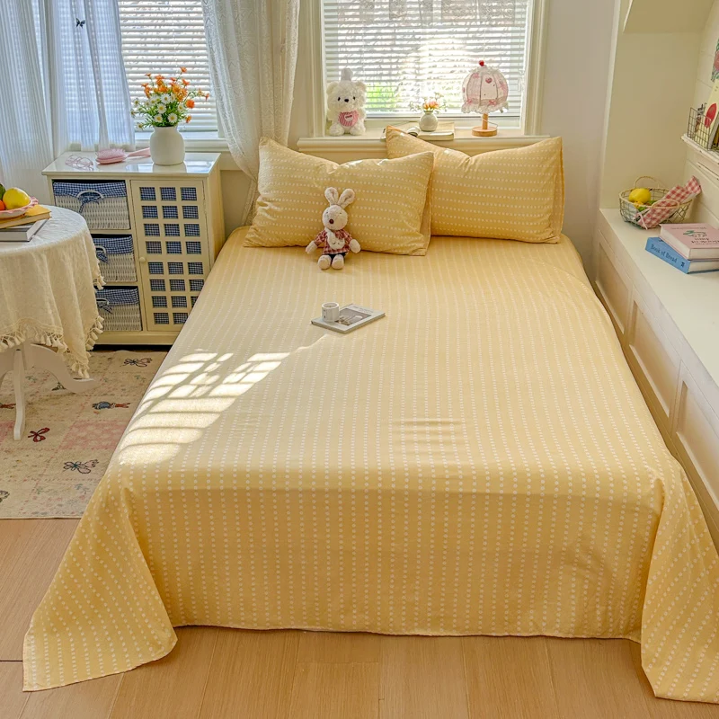Crinkled Gauze Flat Sheet Skin-friendly Bed Linen Comfortable roupa de cama Flower Printed Flat Bed Sheets colcha de cama casal